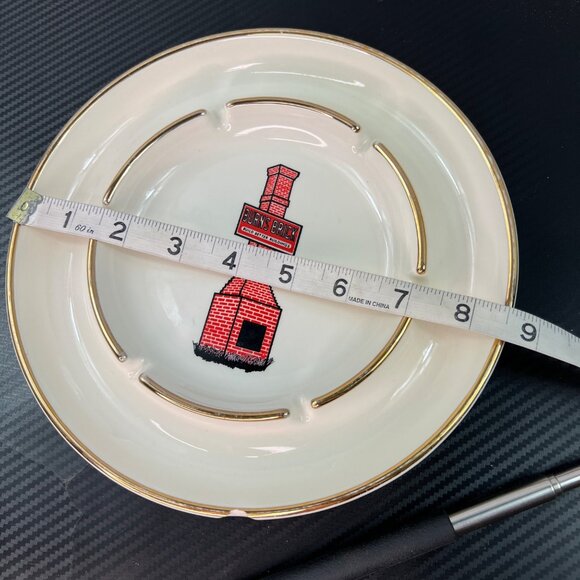 Vintage Burns Brick Ceramic Ashtray White With Gold Trim Build Better Buildings - Picture 5 of 6